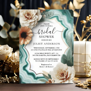 Get Monstera Emerald Green And Gold Bridal Shower Invitation