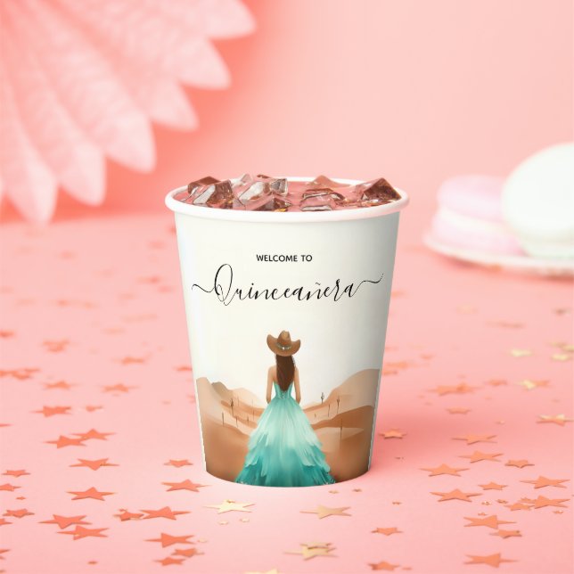 Get Nature Barn Wood Boho Farm Western Quinceanera Paper Cups (Insitu)