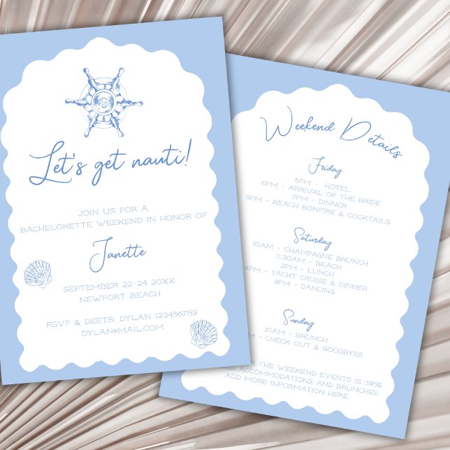Get Nauti Blue Nautical Bachelorette Weekend Invitation (Get Nauti Blue Nautical Bachelorette Weekend Invitation)