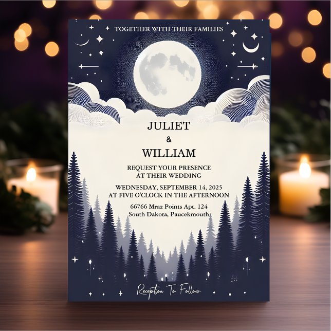 Get Night Sunset Stars Moon Cloud Twilight Wedding Invitation (Creator Uploaded)
