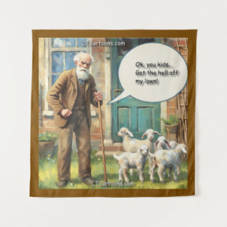 Get Off My Lawn – Goat Edition Tapestry
