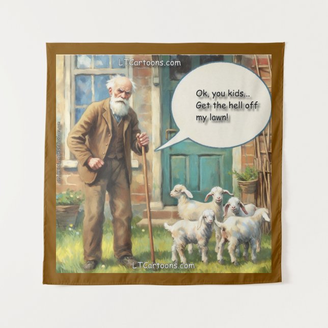 Get Off My Lawn – Goat Edition Tapestry (Front)