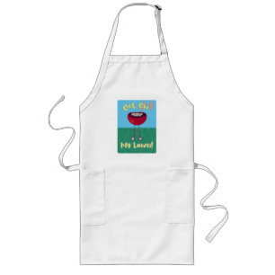 Get On My Lawn Funny BBQ Cartoon Art Long Apron