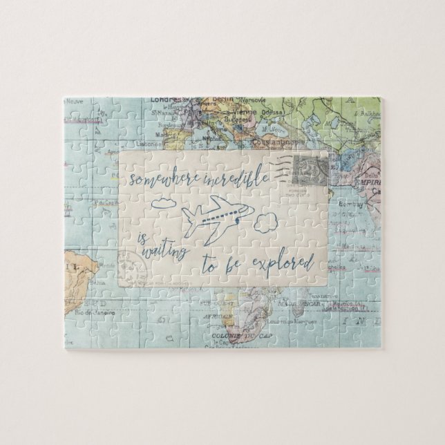 Get out and Explore Quote and Map Jigsaw Puzzle (Horizontal)