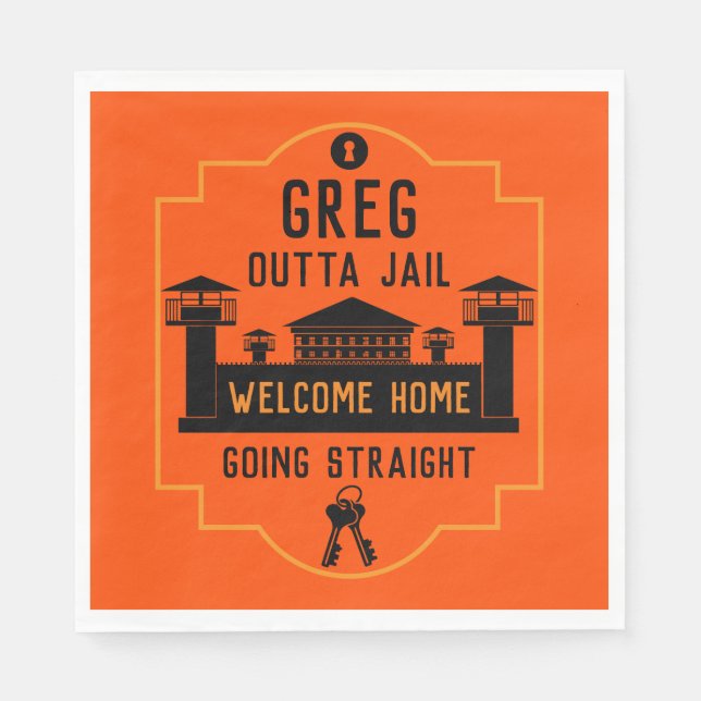 Get Out Of Jail Prison Release Gift  Napkin (Front)