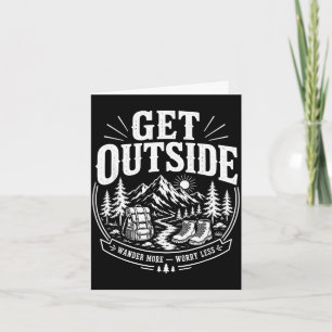 Get outside wander more worry less vintage hiking card