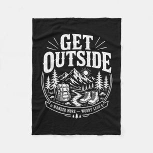 Get outside wander more worry less vintage hiking fleece blanket