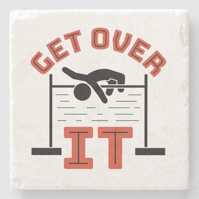 Get Over It Track and Field High Jump Stone Coaster (Front)