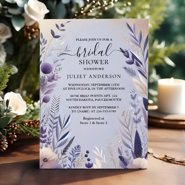 Get Plum Fall Summer Lavender Sage Bridal Shower Invitation (Creator Uploaded)