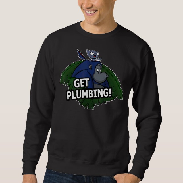 Get Plumbing  Gorilla And Cat Design Sweatshirt (Front)