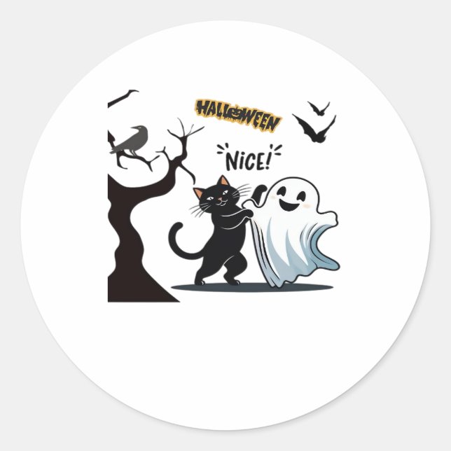 Get ready for a spook-tacular Halloween Nice party Classic Round Sticker (Front)