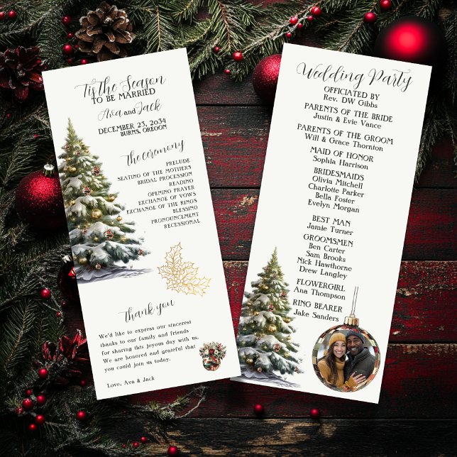 Get Ready to Pine for Your Wedding Tis the Season Program (Tis the Season to be Married Pine Tree Wedding Program)