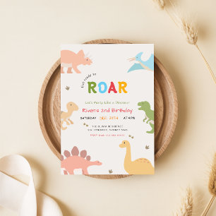Get Ready to Roar Baby Dinosaur 2nd Birthday Invitation