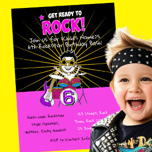 Get ready to Rock Child birthday theme Invitation