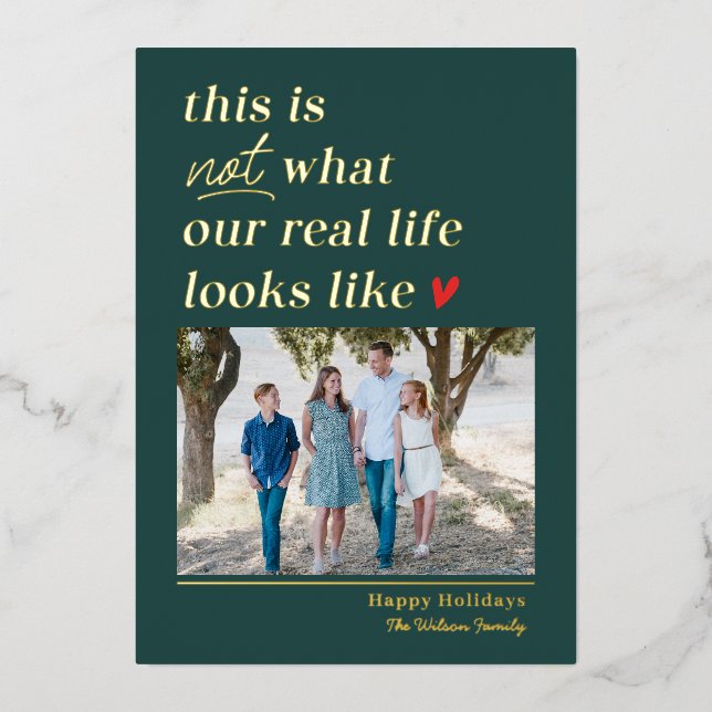 Get Real Foil Holiday Photo Card Christmas Card (Front)