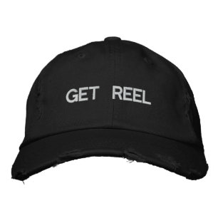 Get Reel Fishing Embroidered Hat Black