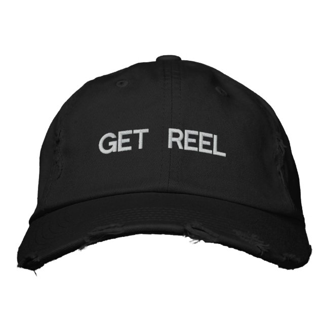 Get Reel Fishing Embroidered Hat Black (Front)