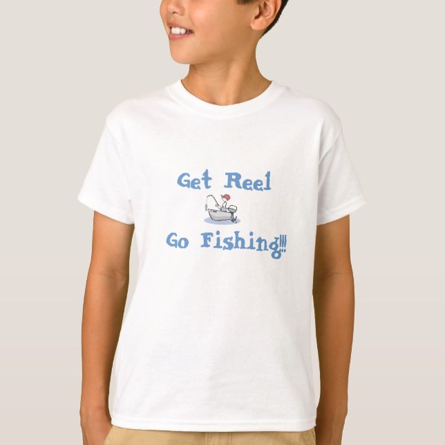 Get Reel, Go Fishing!!! kids shirt (Front)