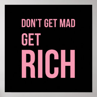 Get Rich Money Quotes Poster Pink Black