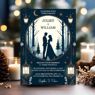 Get Rustic Forest Stars Snow Bright Winter Wedding Invitation