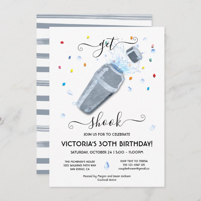 Get Shook Cocktail Shaker Party Invitation (Front/Back)