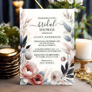 Get Silk Pink Boho Peony Dusty Rose Bridal Shower Invitation