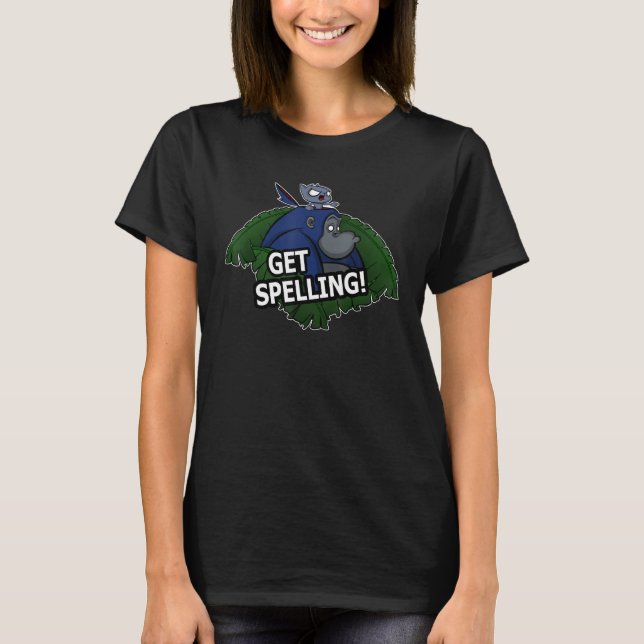 Get Spelling! Gorilla And Cat Design T-Shirt (Front)