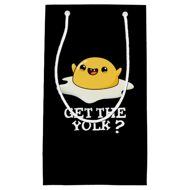 Get The Yolk Funny Egg Joke Pun Dark BG Small Gift Bag (Front)