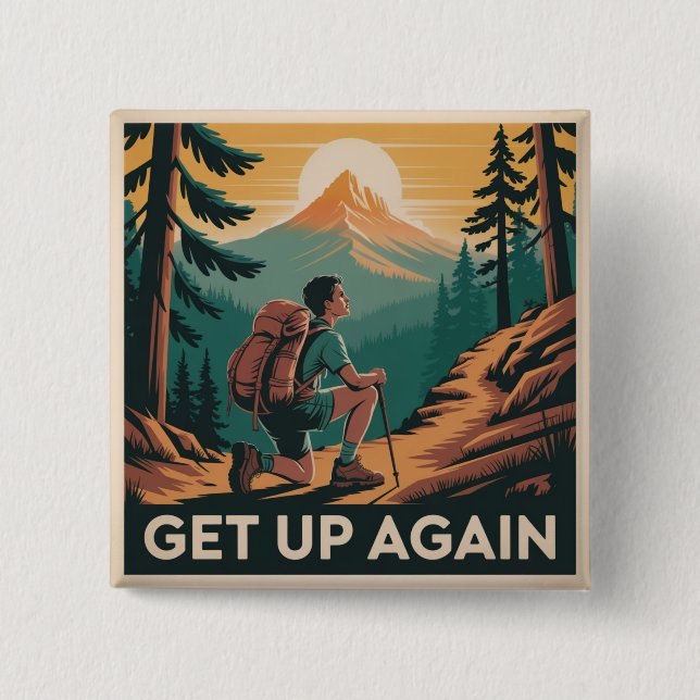 Get Up Again 15 Cm Square Badge (Front)