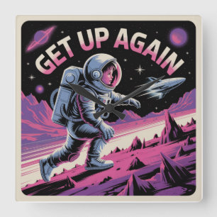 Get Up Again Square Wall Clock