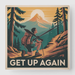 Get Up Again Square Wall Clock