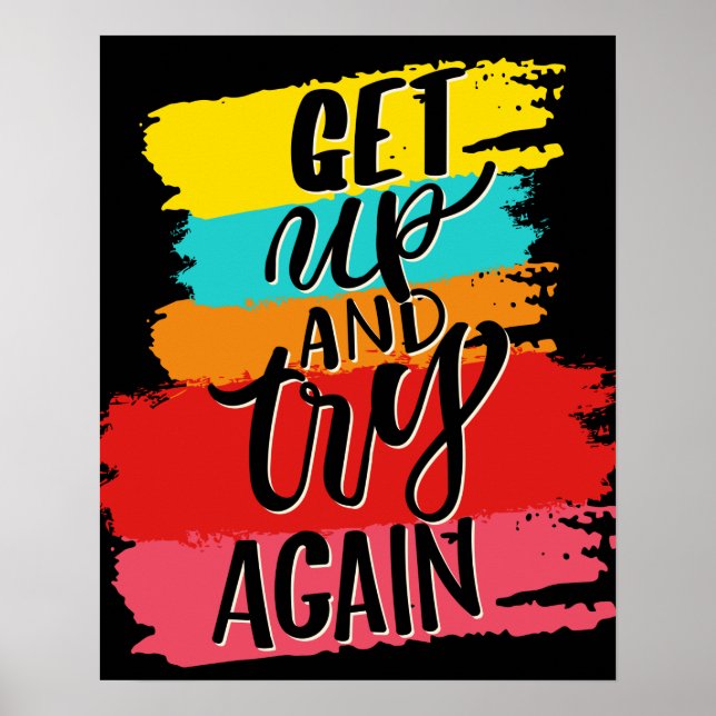Get UP and try again motivational  Poster (Front)