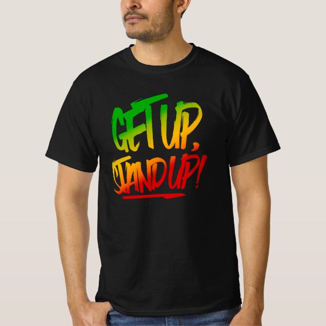 Get Up, Stand Up! Rasta Colours Reggae T-Shirt (Front)