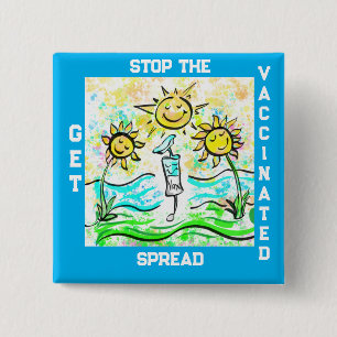 GET VACCINATED 15 CM SQUARE BADGE