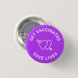 Get Vaccinated save lives orchid purple hearts 3 Cm Round Badge