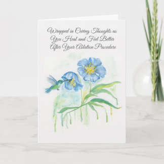 Get Well Ablation Procedure Poppy, Hummingbird Card
