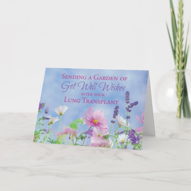 Get Well After Lung Transplant, Garden Flowers Card (Front)