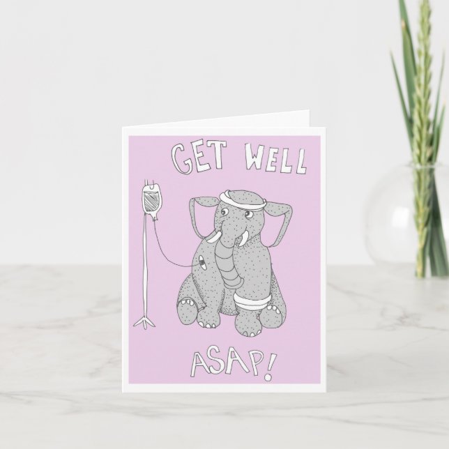 Get Well ASAP Elephant  Holiday Card (Front)
