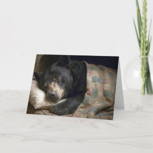 Get Well Black Bear Under a Quilt Card