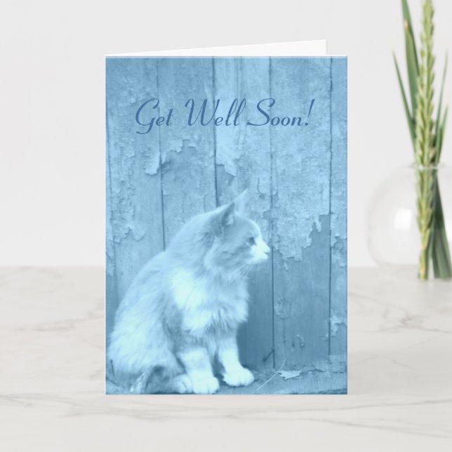 Get Well Blue Kitty card (Front)
