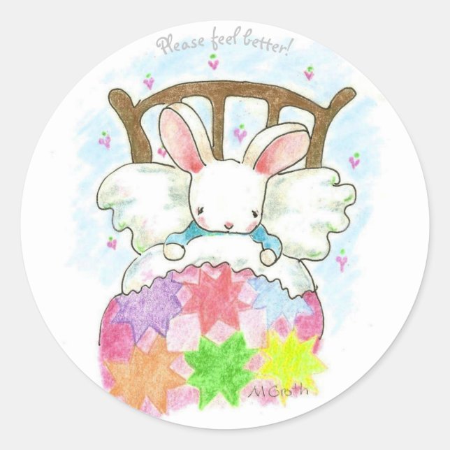 Get Well Bunny sticker tag (Front)