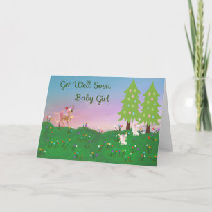 Get Well Card for Baby Girl with Animals
