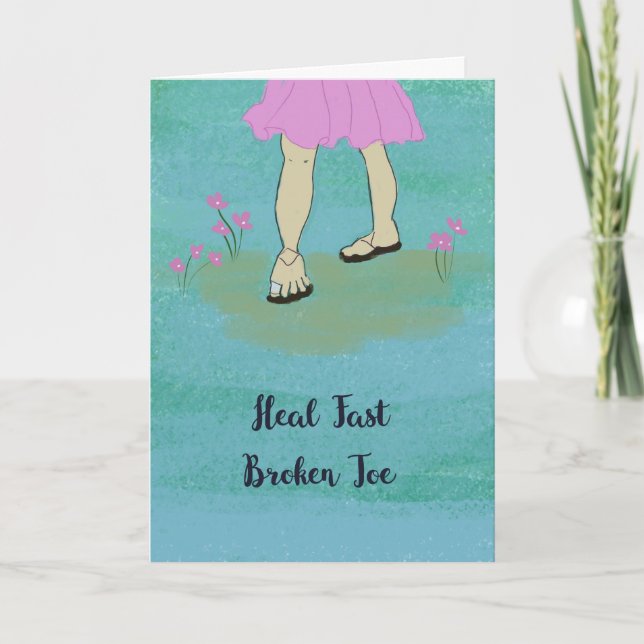 Get Well Card for Broken Toe Hand Painted (Front)