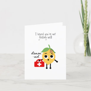 Get Well Card, Fun, Cute lemon first aid Announcement