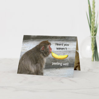 Get well Card Funny Monkey with Banana Feel Better
