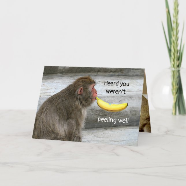 Get well Card Funny Monkey with Banana Feel Better (Front)