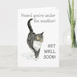 Get Well Card - Grey Tabby Cat