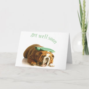 Get Well Card - ill Dog With Hot Water Bottle
