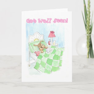 Get Well Card - Sick Bunny Rabbit