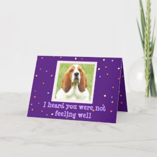 Get Well Card with Basset Hound and Cupcakes